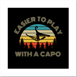 Easier to Play with a Capo Retro Vintage Sunset Posters and Art